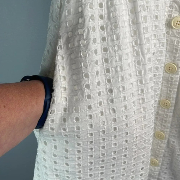 J. CREW Eyelet Midi Dress White Button-Front Cotton Lined Coquette Preppy 0P - Picture 5 of 12